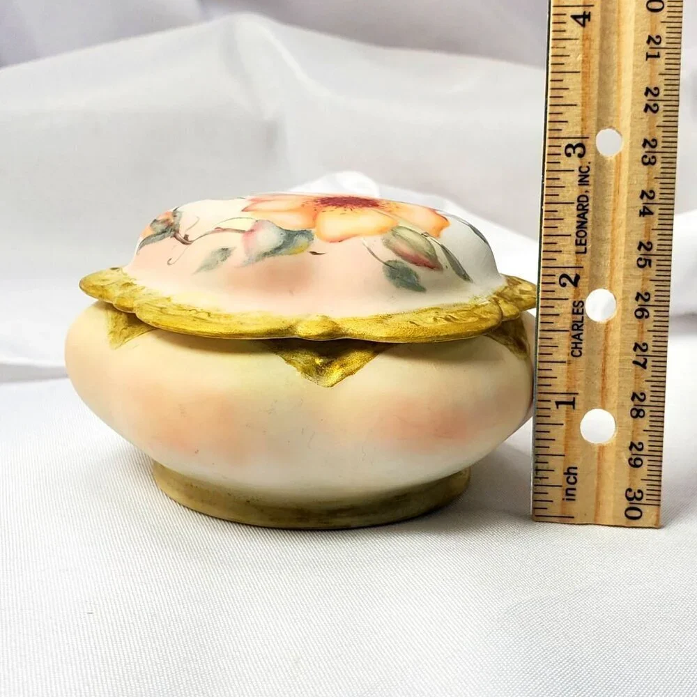 VTG Hand-Painted Cricket Jewelry Box Lidded Porcelain Trinket Box By L. Gibson